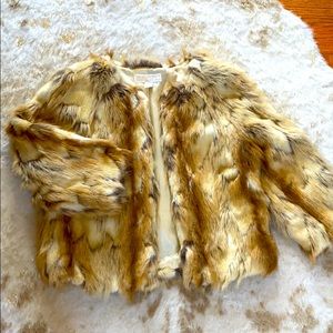 MICHAEL Michael Kors Faux Fur Jacket in Brown and Cream